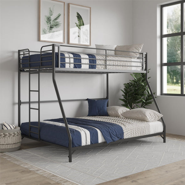 BrEZ Build Daven Easy Assembly Bunk Bed - Black - Twin-Over-Full