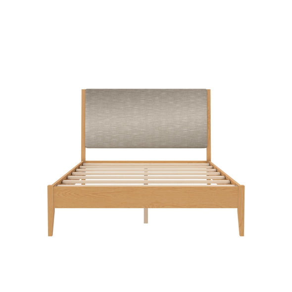 DHP Dacin Wood and Upholstered Platform Bed - Beige - Queen