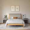 Dacin Wood Bed Frame with Upholstered Headboard - Beige - Queen