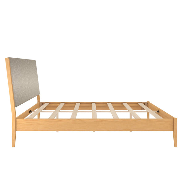 Dacin Wood Bed Frame with Upholstered Headboard - Beige - King
