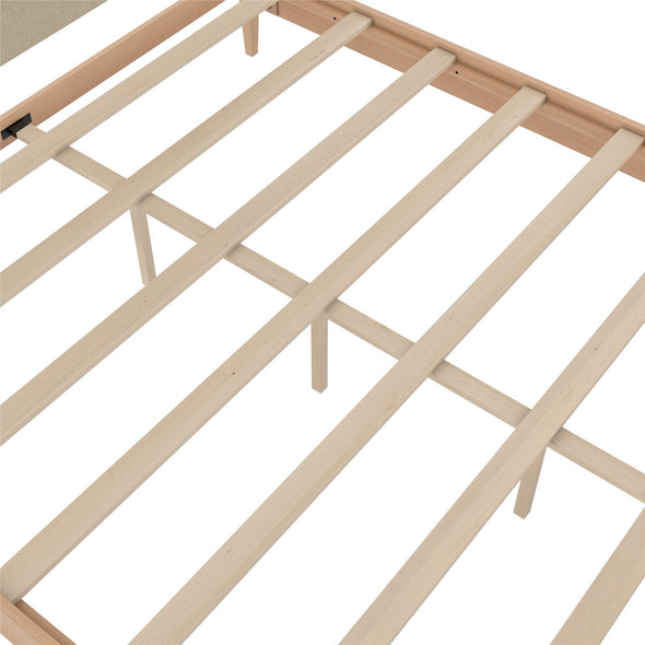 Dacin Wood Bed Frame with Upholstered Headboard - Beige - King