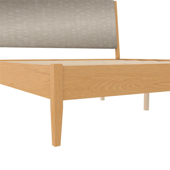 Dacin Wood Bed Frame with Upholstered Headboard - Beige - King