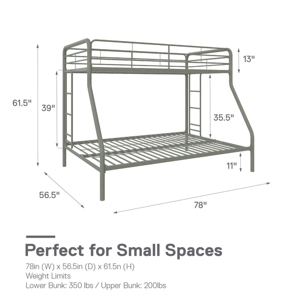 Dusty Metal Bunk Bed - Black - Twin-Over-Full