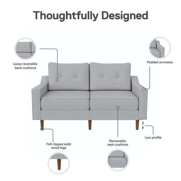 Zion Modular 2-Seater Loveseat Sofa - Gray - 2-Seater
