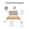 Dacin Wood Bed Frame with Upholstered Headboard - Beige - Queen