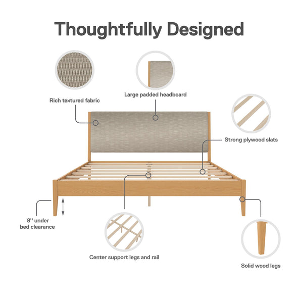 DHP Dacin Wood and Upholstered Platform Bed - Beige - King