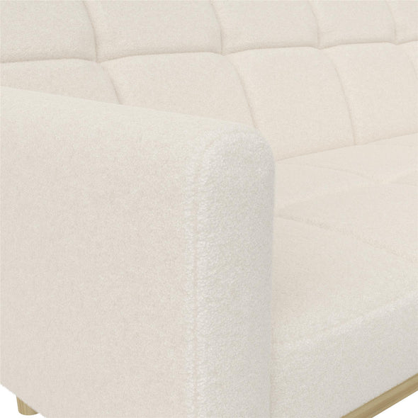 Brigid Teddy Fabric Futon Sofa Bed - Ivory