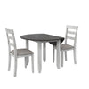 Jersey 3-Piece Drop Leaf Wood Dining Set with Round Table and 2 Chairs - Oyster