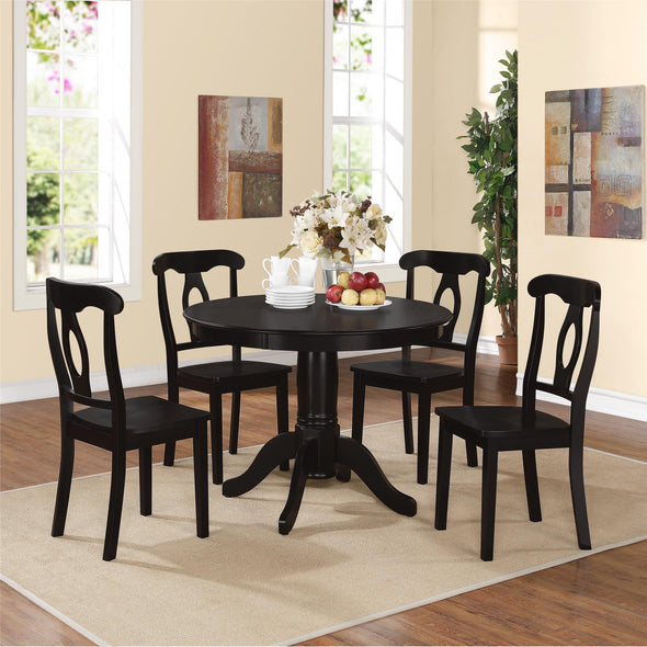 Aubrey 5-Piece Traditional Pedestal Dining Set - Black