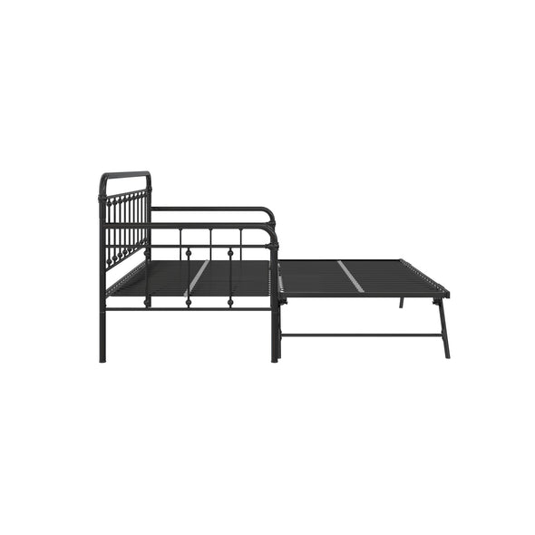 Locky Metal Daybed with Pop Up Trundle Bed - Black - Twin
