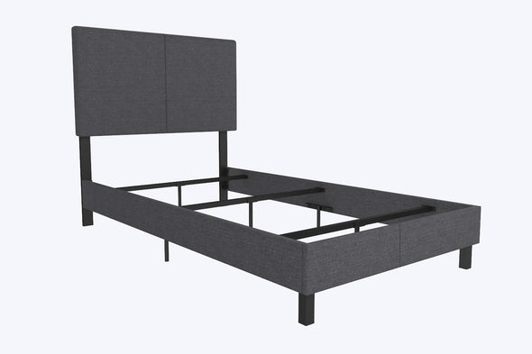 Janford Bed Frame with Adjustable Headboard - Black Faux Leather - Queen