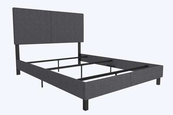 Janford Bed Frame with Adjustable Headboard - Black Faux Leather - Queen