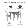 Jersey 3-Piece Drop Leaf Wood Dining Set with Round Table and 2 Chairs - Oyster