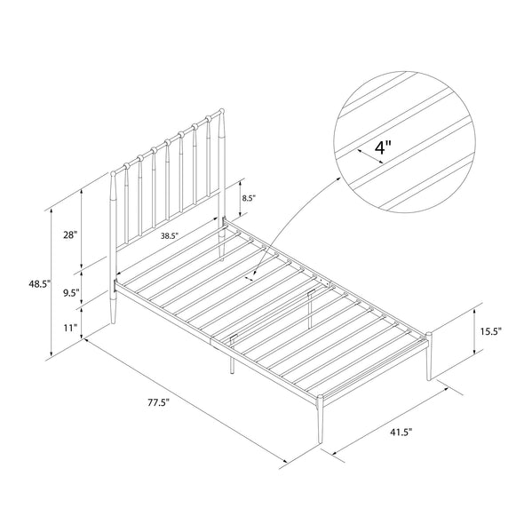 Giulia Modern Metal Platform Bed Frame - Gold - Twin