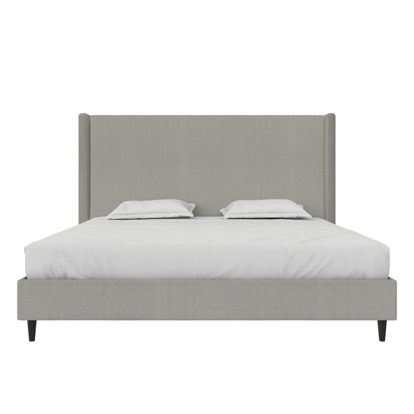 Eveline Upholstered Wingback Bed - Textured Gray Canvas - King