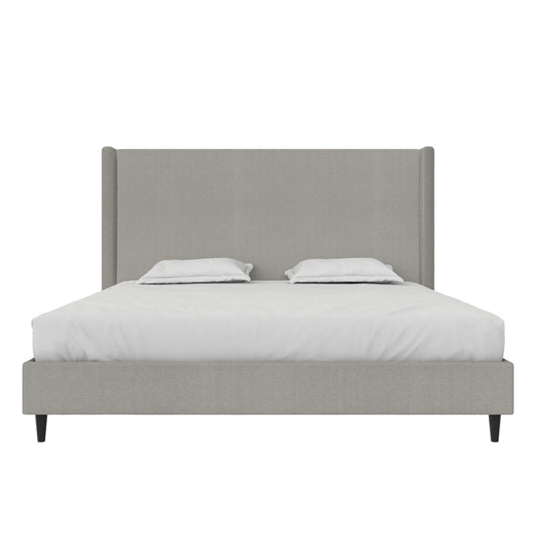 Eveline Upholstered Wingback Bed - Gray - King