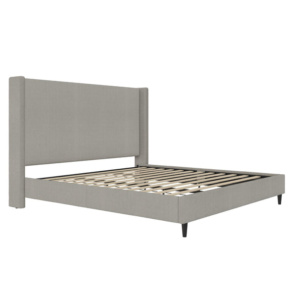 Eveline Upholstered Wingback Bed - Textured Gray Canvas - King