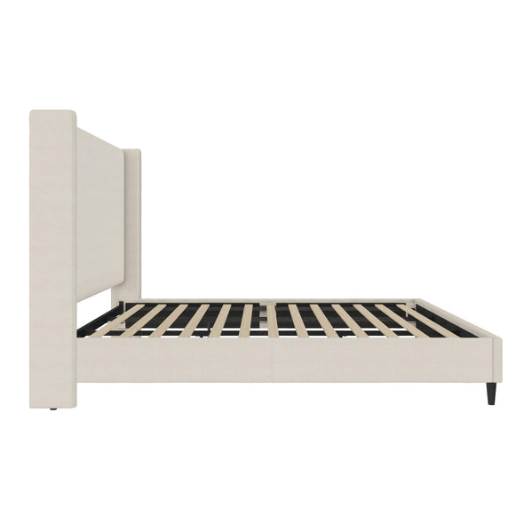 Eveline Upholstered Wingback Bed - Ivory - King