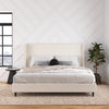 Eveline Upholstered Wingback Bed - Textured Ivory Canvas - King
