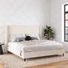 Eveline Upholstered Wingback Bed - Textured Ivory Canvas - King
