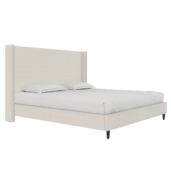 Eveline Upholstered Wingback Bed - Ivory - King