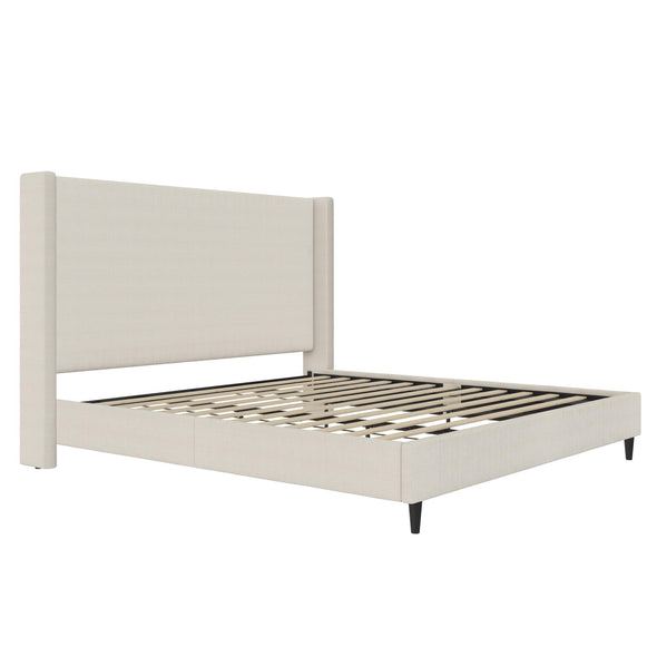 Eveline Upholstered Wingback Bed - Ivory - King