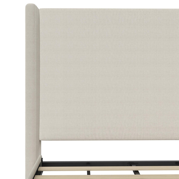 Eveline Upholstered Wingback Bed - Textured Ivory Canvas - King