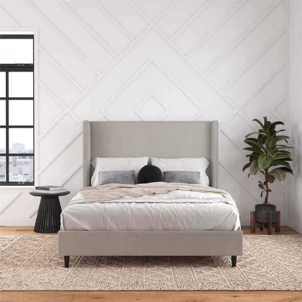 Gray platform store bed queen