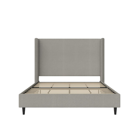 Eveline Upholstered Wingback Bed - Gray - Queen