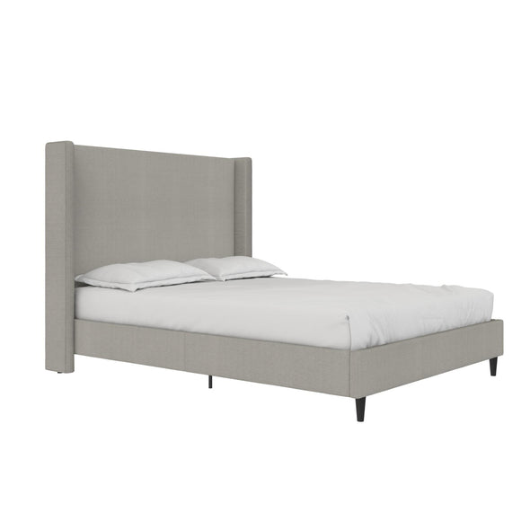 Eveline Upholstered Wingback Bed - Gray - Queen