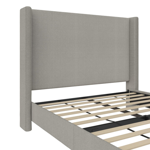 Eveline Upholstered Wingback Bed - Textured Gray Canvas - Queen
