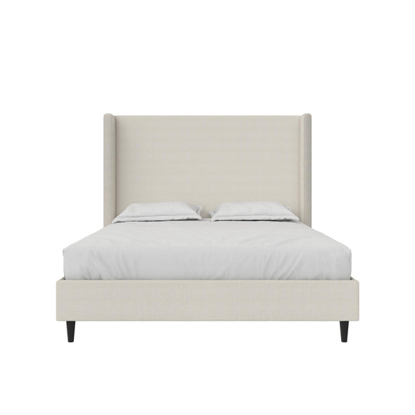 Eveline Upholstered Wingback Bed - Textured Ivory Canvas - Queen