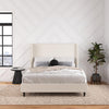 Eveline Upholstered Wingback Bed - Textured Ivory Canvas - Queen