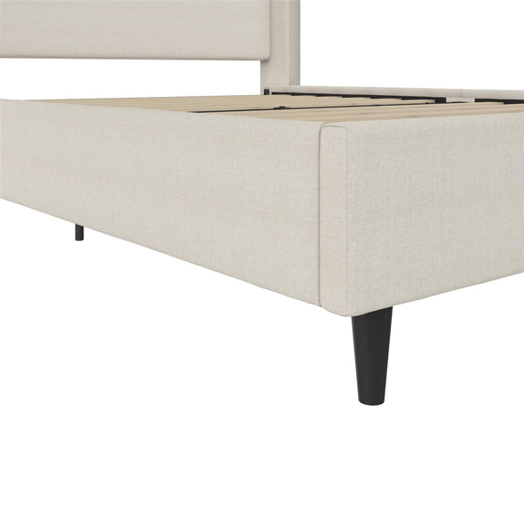 Eveline Upholstered Wingback Bed - Textured Ivory Canvas - Queen