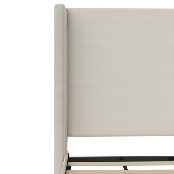 Eveline Upholstered Wingback Bed - Textured Ivory Canvas - Queen