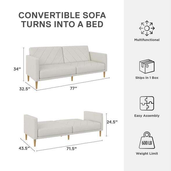 Alicent Futon Sofa Bed - Light Gray