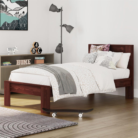 Jaymee Kids' Wood Platform Bed Frame - Deep Walnut - Twin