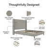 Eveline Upholstered Wingback Bed - Textured Gray Canvas - Queen