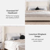 Eveline Upholstered Wingback Bed - Textured Ivory Canvas - King