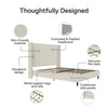 Eveline Upholstered Wingback Bed - Textured Ivory Canvas - Queen