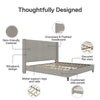Eveline Upholstered Wingback Bed - Textured Gray Canvas - King