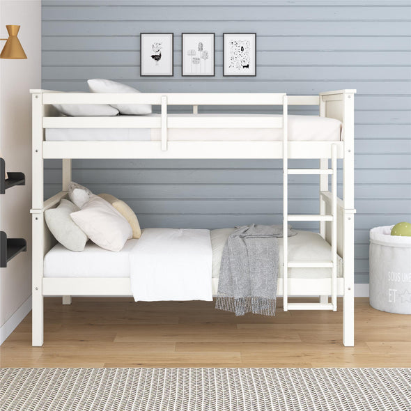 Bailen Kid's Wooden Bunk Bed - White - Twin-Over-Twin