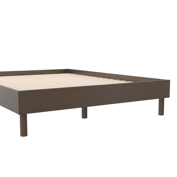 Cologne Tool-Less Wood Platform Bed - Walnut - Queen