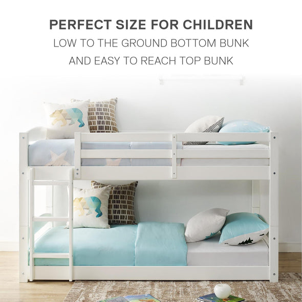 Sierra Low Wood Bunk Bed  - White - Twin-Over-Twin