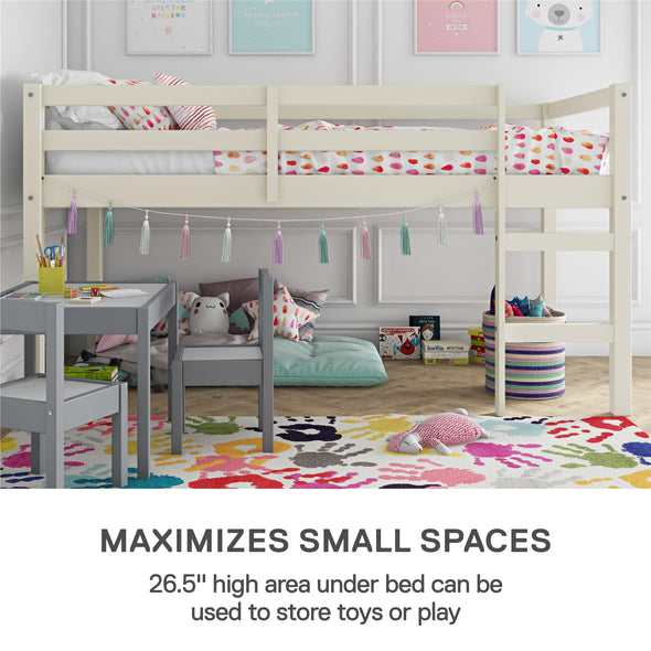 Milton Junior Wooden Loft Bed - White