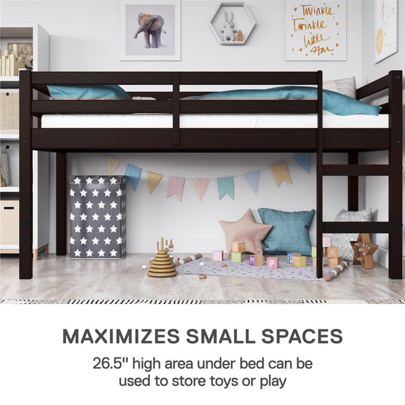 Milton Junior Wooden Loft Bed - Espresso