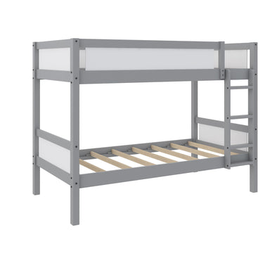 Bunk Bed with Whiteboard - Light Gray - Twin-Over-Twin