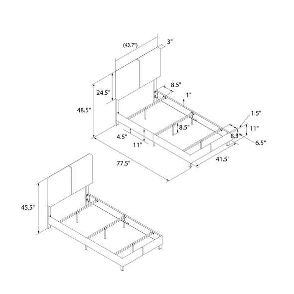 Janford Bed Frame with Adjustable Headboard - Gray - Twin