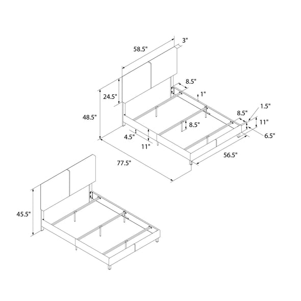 Janford Bed Frame with Adjustable Headboard - Gray - Full