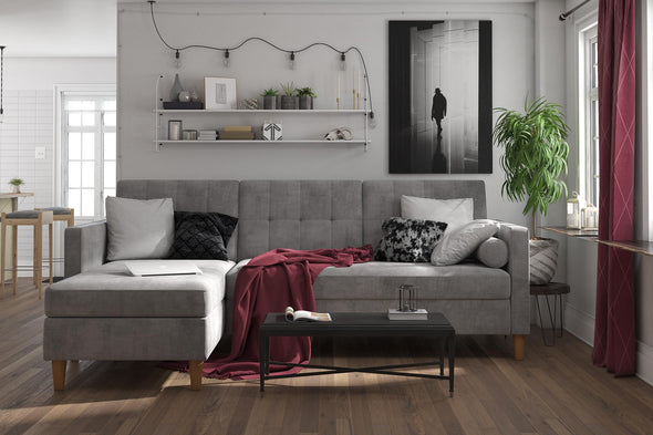 Hartford Reversible Sectional Futon Sofa with Storage - Light Gray